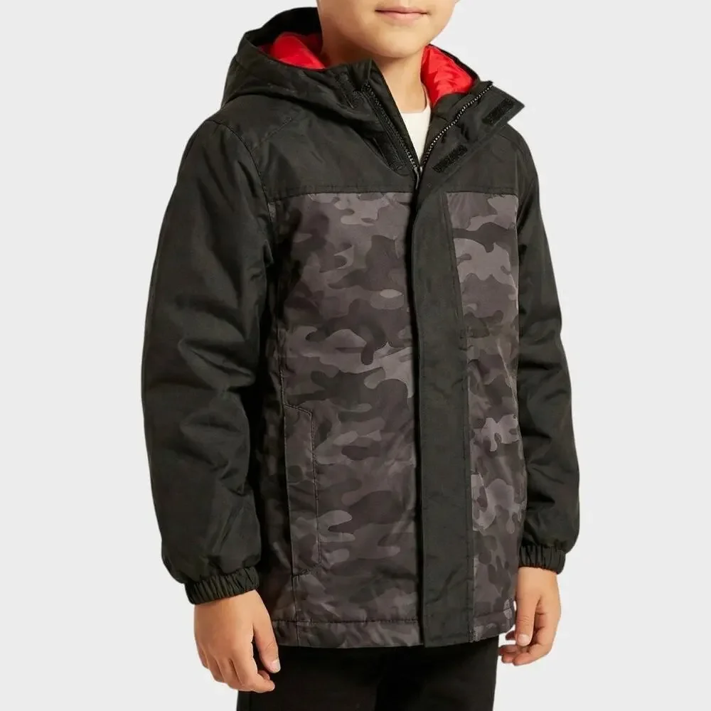 Faded Glory Boys Small NEW NWT Black Camouflauge Rain Jacket